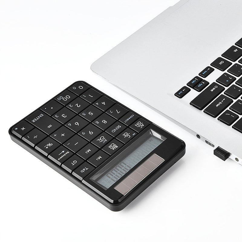 FOSA Compact USB keypad with Display Calculator Function, 29 Keys Portable Number Pad Mini Solar Power Smart Keypad & Office Calculators with LCD Display for Laptop PC - Image 2